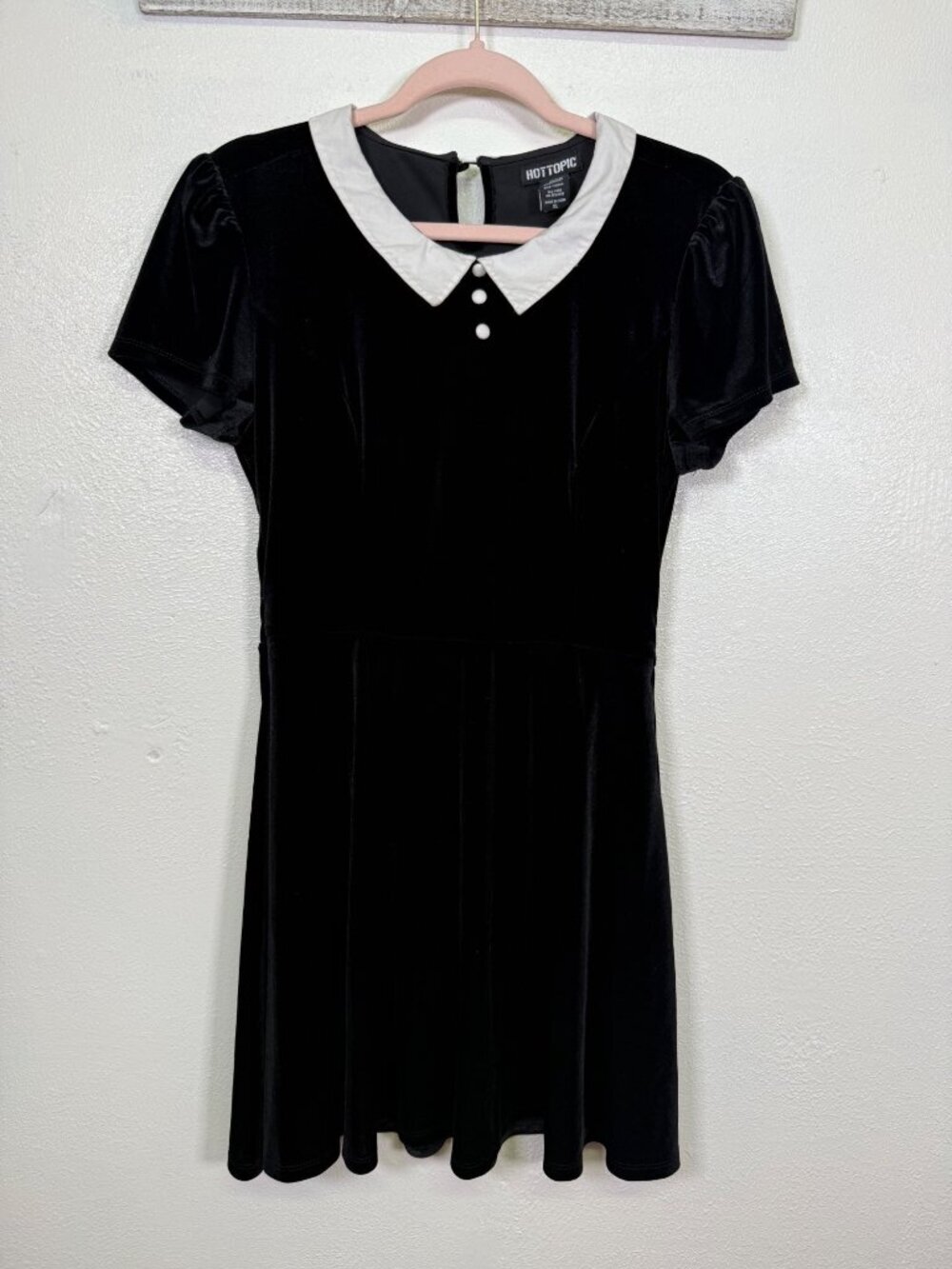 Black velvet w/white collar short dress Wednesday Addams Halloween Costume XL - Picture 12 of 15